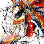 Tableau moderne noir, blanc et rouge | tableau sur toile id�al pour couloir | tableau design effet peinture ...