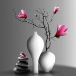 Tableau moderne pour salle de bain | tableau fleur & vase blanc sur fond noir | tableau sur toile carré ... Tableau moderne pour salle de bain | tableau fleur & vase blanc sur fond noir | tableau sur toile carré ...