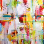 Tableau muticolore abstrait pour couloir | tableau dco salon original | tableau sur toile moderne pour ...