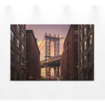 Tableau new york contemporain | tableau sur toile marron pour style industriel | tableau paysage brooklyn ...