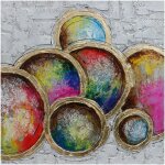 Kuateh - tableau peinture assiettes de couleur kuath 100x100 cm huile sur toile
