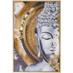 Tableau sur toile 80 x 120 cm bouddha avec cadre en bois naturel 80 x 4 x 120 cm