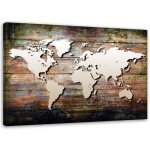 Tableau sur toile carte du monde vintage r�tro 60x40