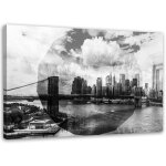 Tableau sur toile new york ville g�om�trique noir et blanc 90x60