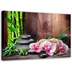 Tableau sur toile orchid�es bambou pierres zen 60x40