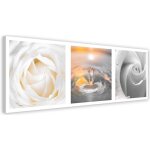 Tableau sur toile roses blanches fleurs panoramique 90x30