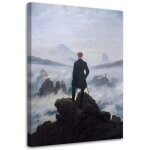 Tableau sur toile, le vagabond au - dessus de la mer de brouillard - reproduction c. d. friedrich - 40x60 ...