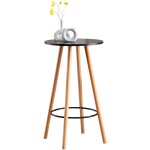 Clp table haute de bar mijas en bois avec plateau rond et repose - pieds en m�tal noir nature (rond)