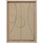 Tableau texturis avec un design abstrait en couleur beige et un cadre en bois 70x50cm