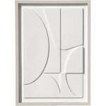 Tableau texturis avec un design abstrait en couleur blanc cass et un cadre en bois 70x50cm