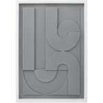 Tableau texturis avec un design abstrait en couleur gris et un cadre blanc 70x50cm