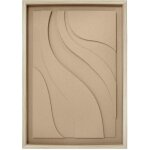 Tableau texturis� avec un design d'ondes en couleur beige et un cadre en bois 70x50cm
