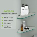 Tablette de salle de bain nylon 6mm verre tremp tagre en verre pour salle de bains - s'afielina