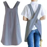 Tablier de jardinage tabliers de cuisine en lin japonais avec dos crois� pour femmes avec poches mignons ...