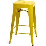 Tabouret de bar paris 66 cm metal jaune inspir de tolix