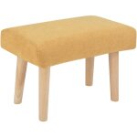 Tabouret d'appoint moderne r�tro en tissu tapiss� jaune et pieds en bois takoma ii
