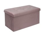 Tabouret banc de rangement en velours, pouf pliable cube coffre de rangement 76x37, 5x38cm, rose - woltu ...