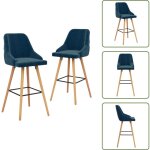 Tabourets de bar lot de 2 bleu velours - chaises de bar - tabourets de comptoir - meubles de cuisine ...