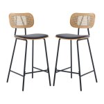 Tabourets de bar lot de 2 chaise de bar bois et métal avec dossier rotin tabouret haut bar moderne en ... Tabourets de bar lot de 2 chaise de bar bois et métal avec dossier rotin tabouret haut bar moderne en ...