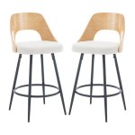 Tabouret de bar lot de 2 chaises de bar avec dossier et repose - pieds tabouret de cuisine design en ...