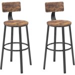 Tabouret de bar , lot de 2, chaises de bar, tabourets hauts, avec dossier, si�ge de cuisine, cadre en ...