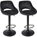 Tabouret bar lot de 2, chaise haute cuisine, velours si�ge, r�glable en hauteur, avec dossier incurv�, ...
