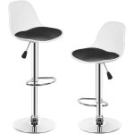 Tabourets de bar, lot de 2, chaises de bar en pu, pieds chroms, hauteur rglable, siges de cuisine ...
