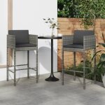 Vidaxl - tabourets de bar lot de 2 avec coussins gris rsine tresse