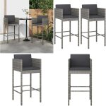 Vidaxl - tabourets de bar lot de 2 avec coussins gris résine tressée - tabourets de bar - chaises de ... Vidaxl - tabourets de bar lot de 2 avec coussins gris résine tressée - tabourets de bar - chaises de ...