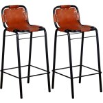Vidaxl - tabourets de bar lot de 2 cuir véritable Vidaxl - tabourets de bar lot de 2 cuir véritable