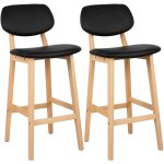 Lot de 2 tabouret de bar woltu tabouret de cuisine design en cuir artificiel et bois, noir Lot de 2 tabouret de bar woltu tabouret de cuisine design en cuir artificiel et bois, noir