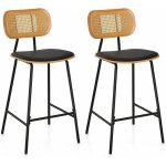 Costway tabourets de bar lot de 2 en m�tal, si�ge en simili cuir, chaise haute bar hauteur d?assise 65, ...