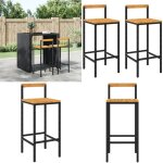 Vidaxl - tabourets de bar lot de 2 noir rsine tresse et bois d'acacia - tabouret de bar - tabouret ...