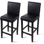 Tabourets de bar lot de 2, avec pieds en bois, chaises avec dossier en cuir synth�tique, 41 x 43 x 110cm, ...