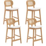 Wahson office chairs - tabouret de bar lot de 4 chaise de bar en bois avec coussin chaise bar rotin pour ...