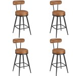 Tabouret de bar, lot de 4, chaise de cuisine, si�ge rembourr�, pu avec coutures, style moderne mi - si�cle, ...