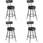Tabouret de bar, lot de 4, chaise de cuisine, si�ge rembourr�, pu avec coutures, style moderne mi - si�cle, ...