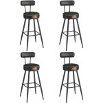 Tabouret de bar, lot de 4, chaise de cuisine, sige rembourr, pu avec coutures, style moderne mi - sicle, ...