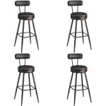 Tabouret de bar, lot de 4, chaise de cuisine, si�ge rembourr�, pu avec coutures, style moderne mi - si�cle, ...