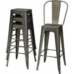 Relax4life tabouret de bar lot de 4 avec dossier amovible, chaise de bar empilable en mtal avec repose ...
