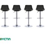 Sifree - tabouret de bar lot de 4 avec si�ge rembourr�, tabourets en cuir artificiel r�glable, noir blanc ...