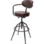Hhg - tabouret de bar 463f, de comptoir, rglable en hauteur, design industriel, faux daim, vintage marron ...