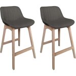 Mob - in - lot de chaises d'ilot et bar en chêne et assise tissu gris 65cm Mob - in - lot de chaises d'ilot et bar en chêne et assise tissu gris 65cm