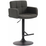 D�coshop26 - tabouret de bar avec accoudoirs et dossier confortable en tissu gris fonc� pieds noir mat ...
