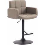 Tabouret de bar avec accoudoirs et dossier confortable en tissu taupe pieds noir mat tdb10478