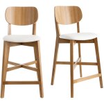 Miliboo - tabourets de bar bois chne et blanc h65 cm (lot de 2) lucia