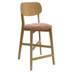 Miliboo ? tabouret de bar haut en bois clair ch�ne ? assise rembourr�e en tissu effet velours terre br�l�e ...
