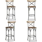 Vidaxl - tabouret de bar bois de manguier massif - tabouret de bar - tabouret industriel - tabouret cuisine ...