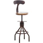 Dcoshop26 - tabouret de bar chaise haute de comptoir avec dossier design industriel vintage mtal bronze ...