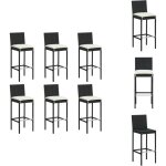 Tabourets de bar avec coussins lot de 6 noir r�sine tress�e - tabouret de bar - tabouret de comptoir ...